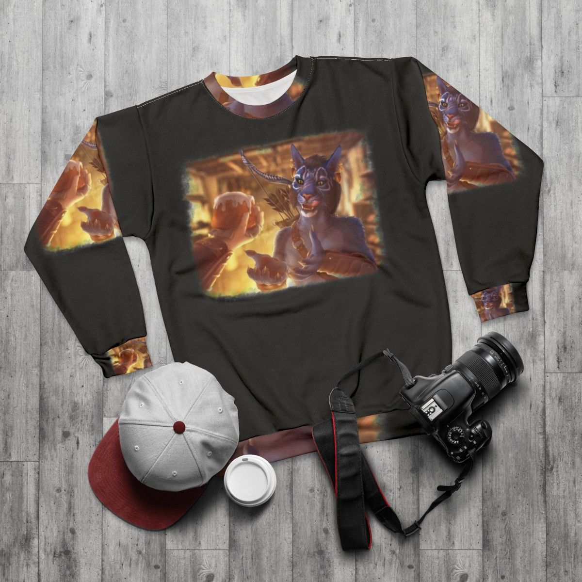 Skyrim 'Inigo Wants A Sweetroll' Sweatshirt - flat lay