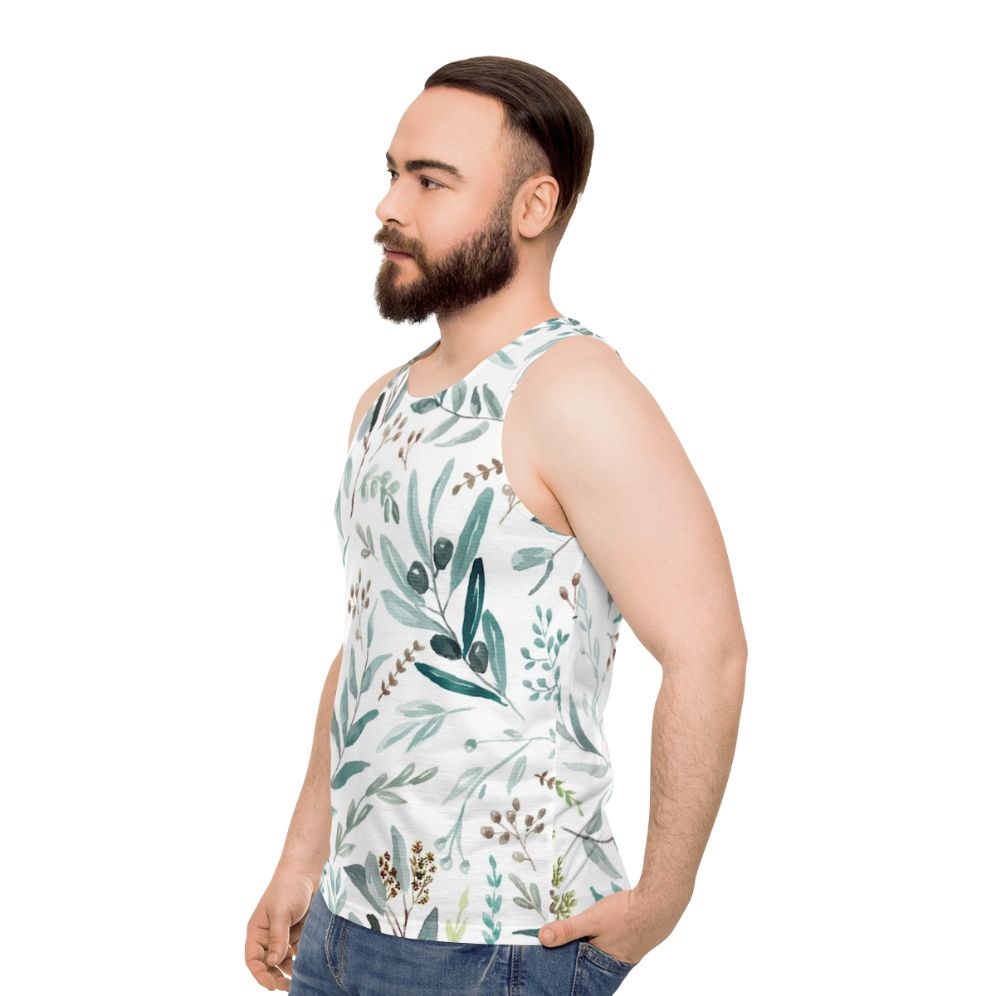 Boho Eucalyptus Leaves Unisex Tank Top - men side