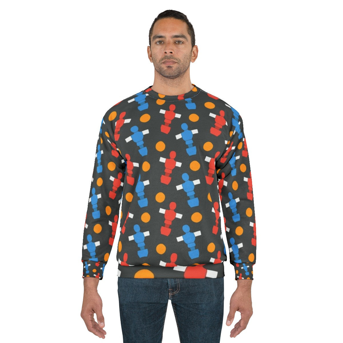 Table football players and ball design on a sweatshirt - men