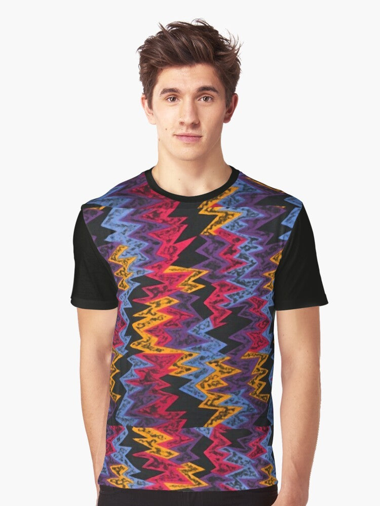 Retro Jordan Basketball Inspired Graphic T-Shirt with Zig Zag Pattern - Men