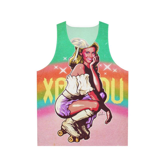 Retro 80s unisex tank top with rainbow and disco design