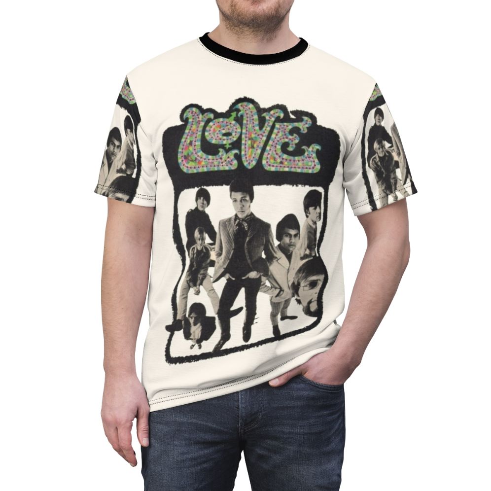 Psychedelic rock t-shirt featuring artwork inspired by the legendary band Love and their influential frontman Arthur Lee - men front