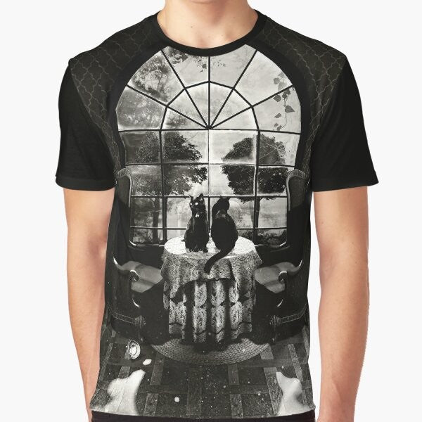 Skull graphic t-shirt with a dark, moody design for fans of horror and gothic style