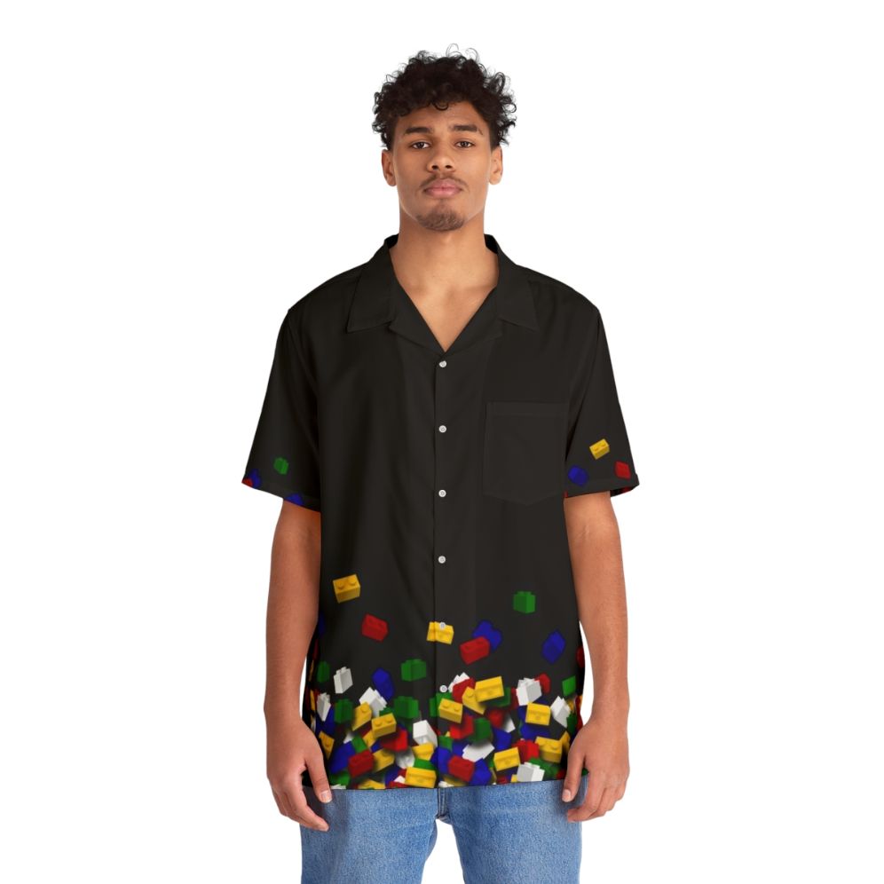 Brick Art Hawaiian Shirt featuring LEGO® inspired design - People Front