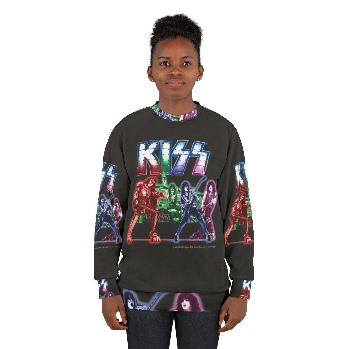 Kiss band sweatshirt with iconic band logo and members - women