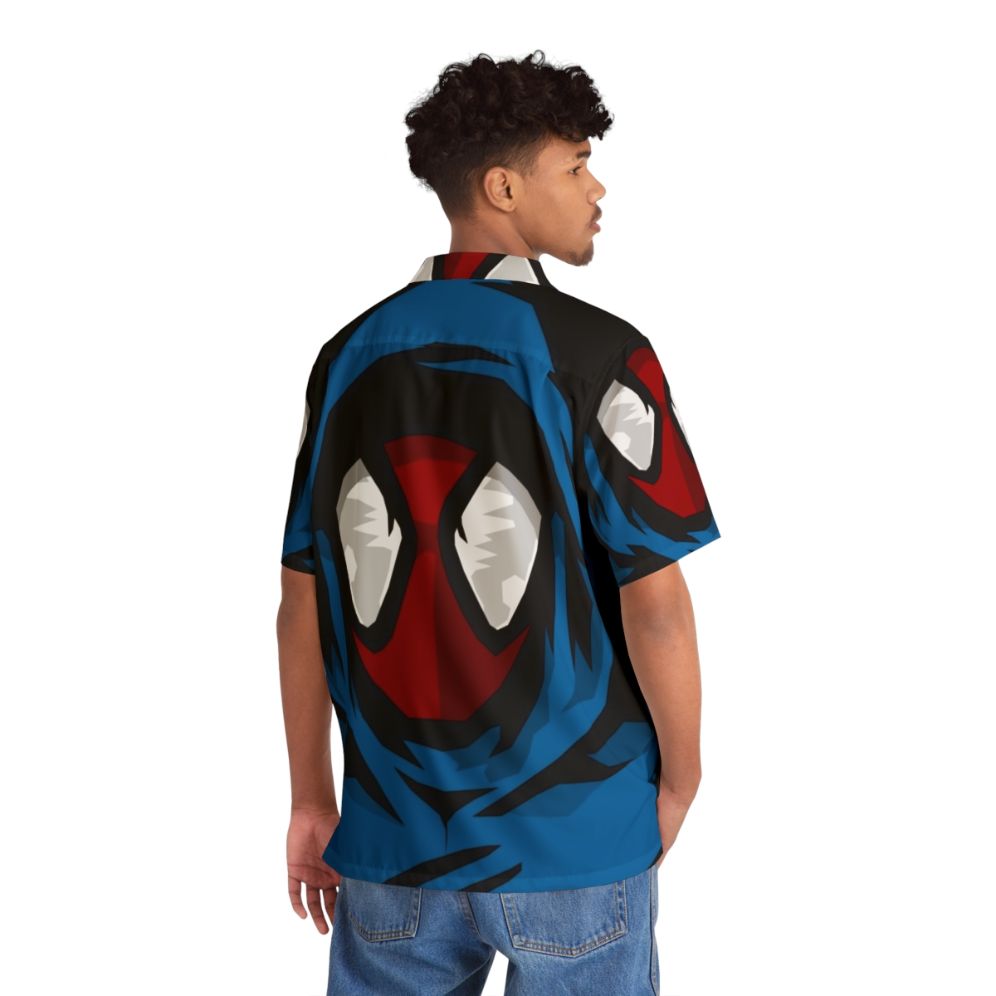 Scarlet Spider inspired Hawaiian shirt with spider web and Marvel design - People Back