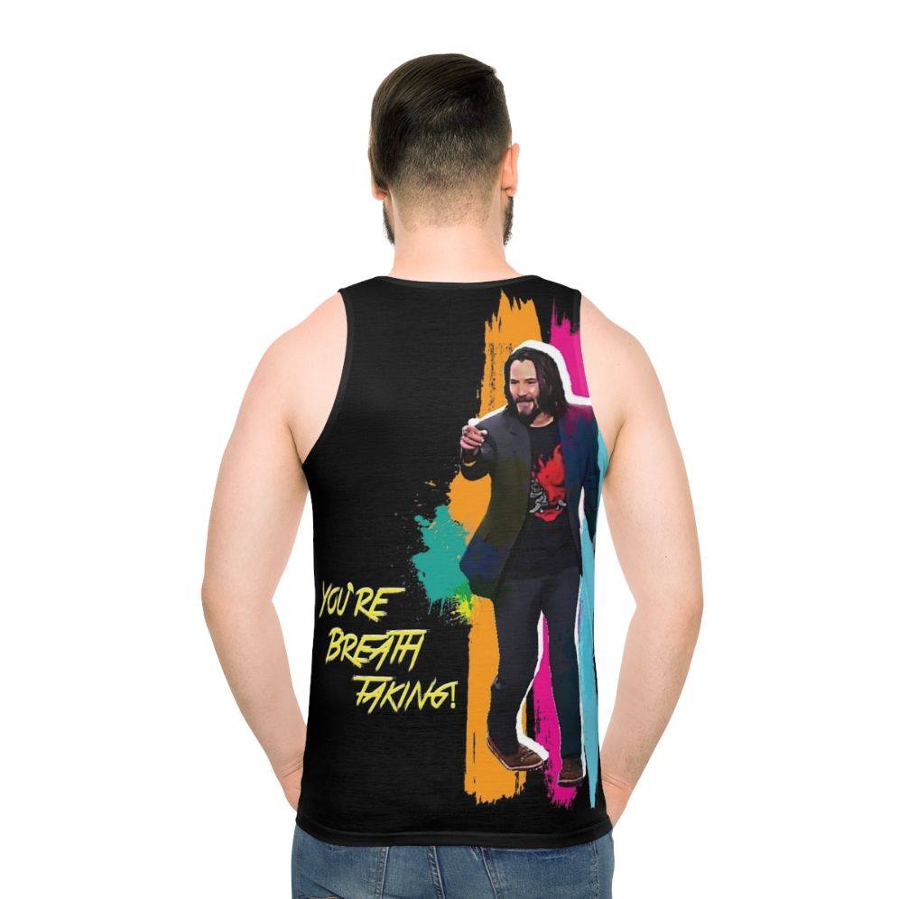 Unisex tank top with a breathtaking cyber punk design - men back