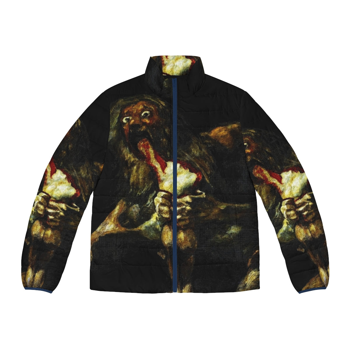 Puffer jacket featuring Francisco Goya's famous painting "Saturn Devouring His Son"