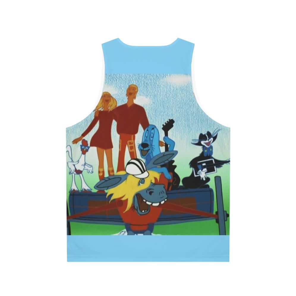 Unisex tank top featuring characters from the Soviet cartoon "The Musicians From Bremen" - Back