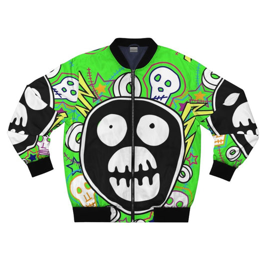 The Mighty Boosh logo printed on a stylish bomber jacket