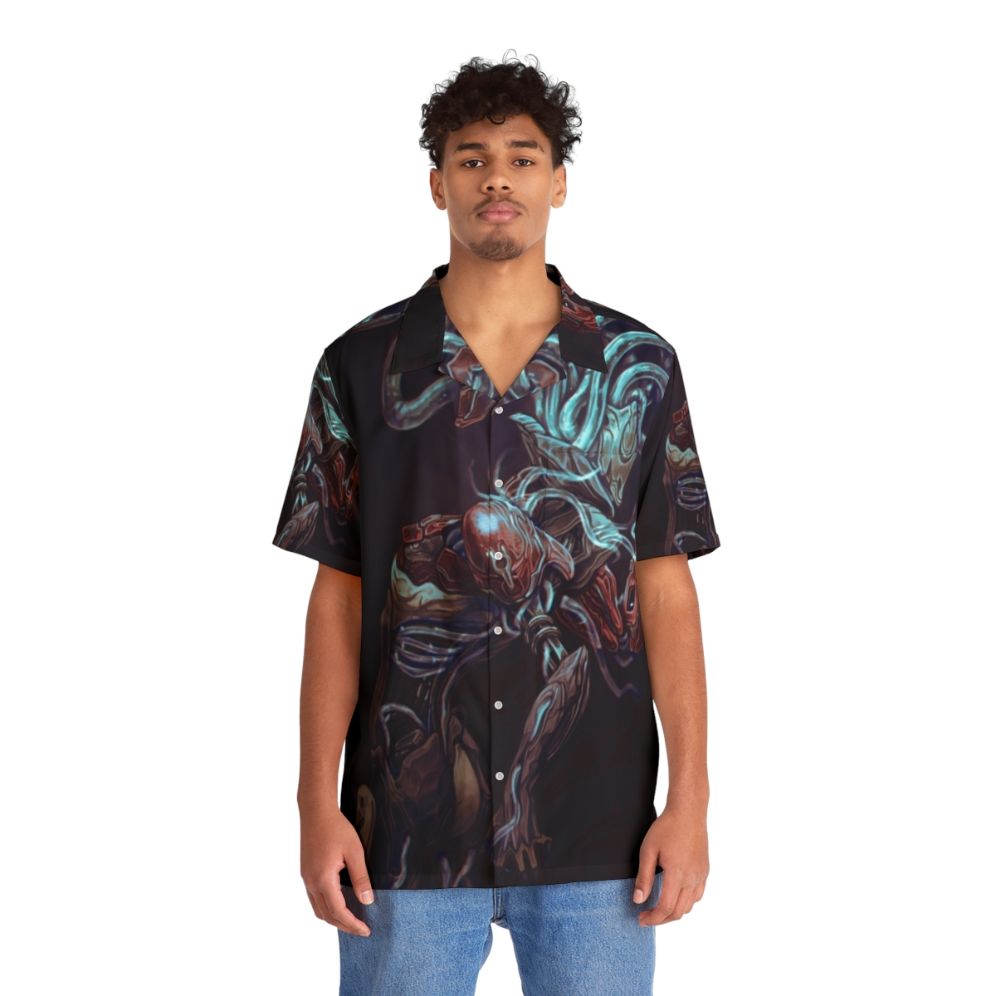 Xaku Warframe Biomechanical Hawaiian Shirt - People Front