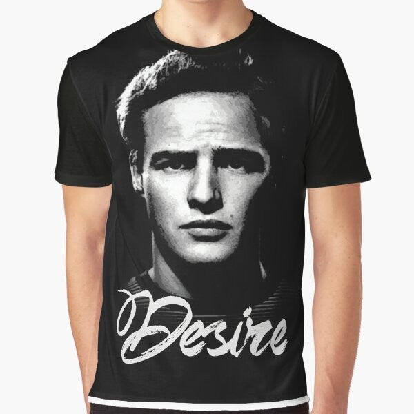 Marlon Brando graphic t-shirt featuring a classic portrait from the movie "A Streetcar Named Desire"