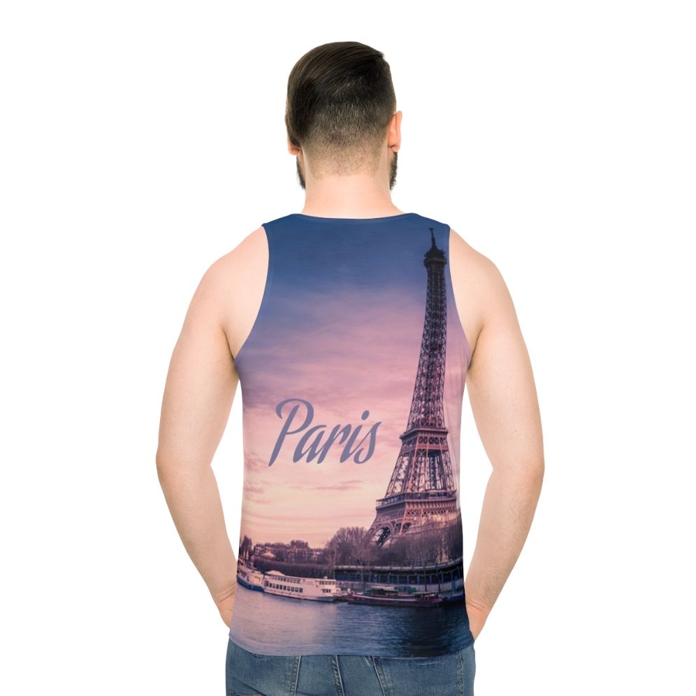 Paris France Eiffel Tower Unisex Tank Top - men back