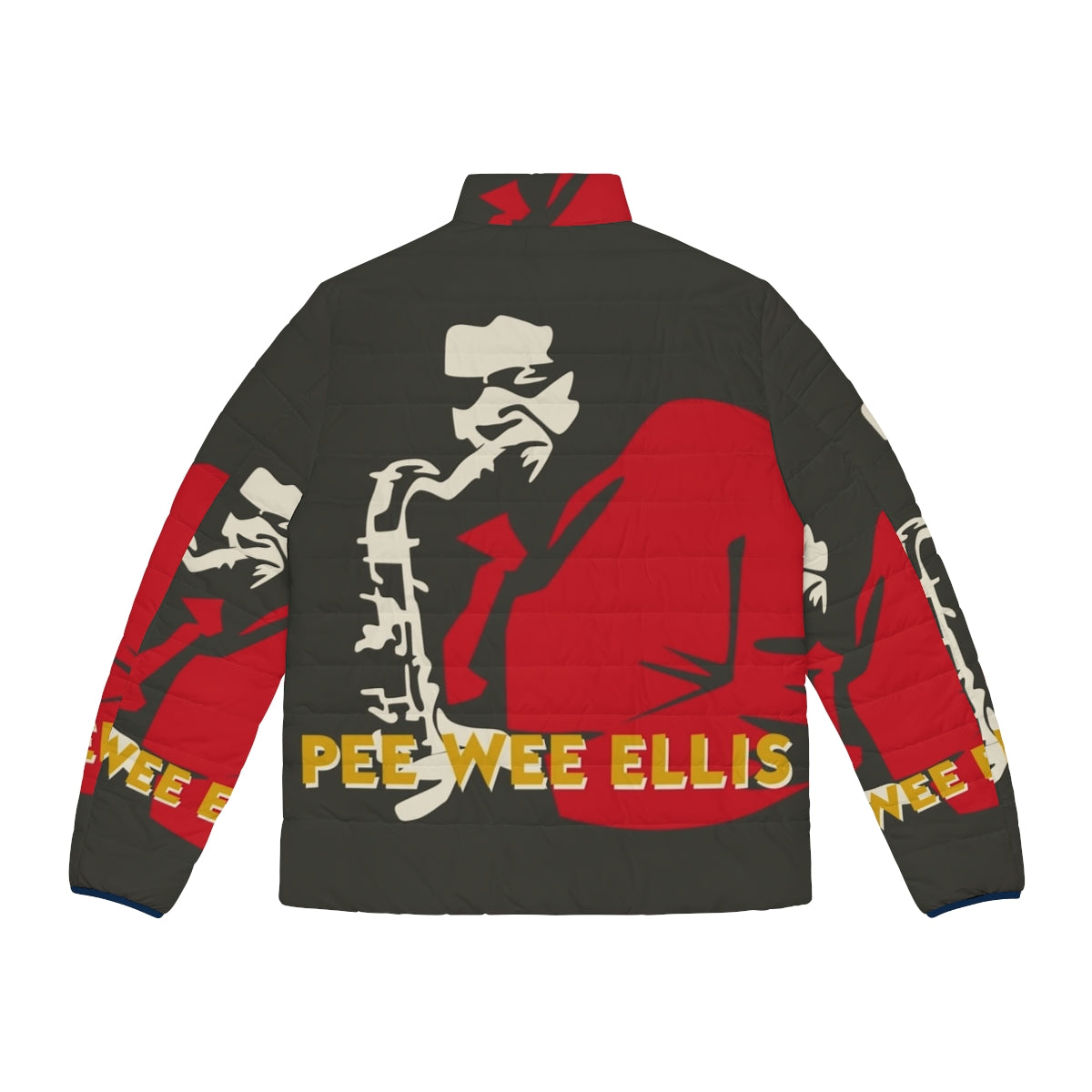 Pee Wee Ellis Puffer Jacket - Minimalist Funk Saxophone Portrait - Back