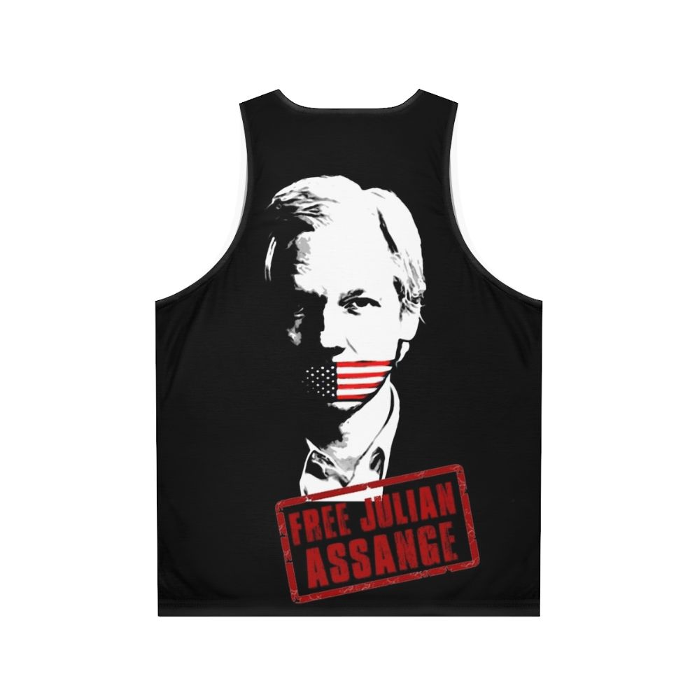 Free Julian Assange Unisex Tank Top - Back