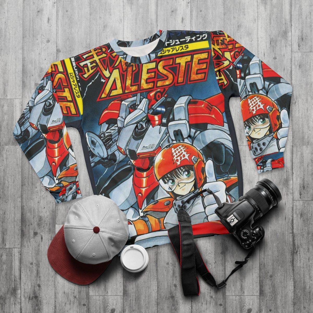 Musha Aleste Retro Gaming Sweatshirt - flat lay