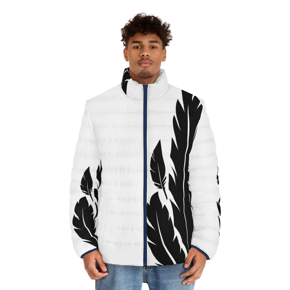 Hawkmoon Black and White Feathers Puffer Jacket for Destiny and Destiny 2 Players - men front