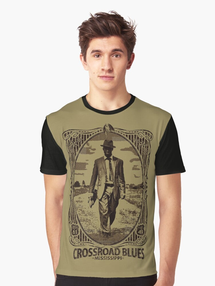 Crossroad Blues Graphic T-Shirt featuring Robert Johnson's Delta Blues design - Men