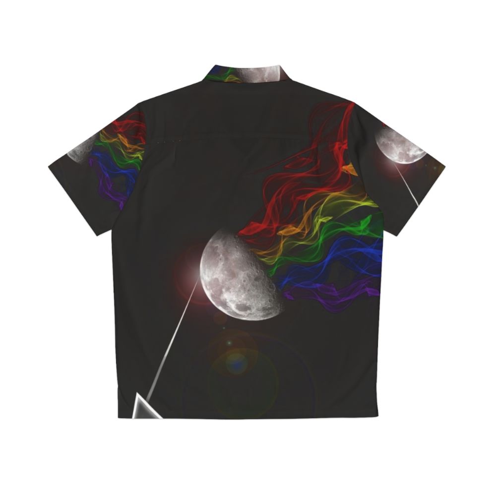 Pink Floyd 'Dark Side of the Moon' inspired Hawaiian shirt with abstract prism and rainbow design - Back