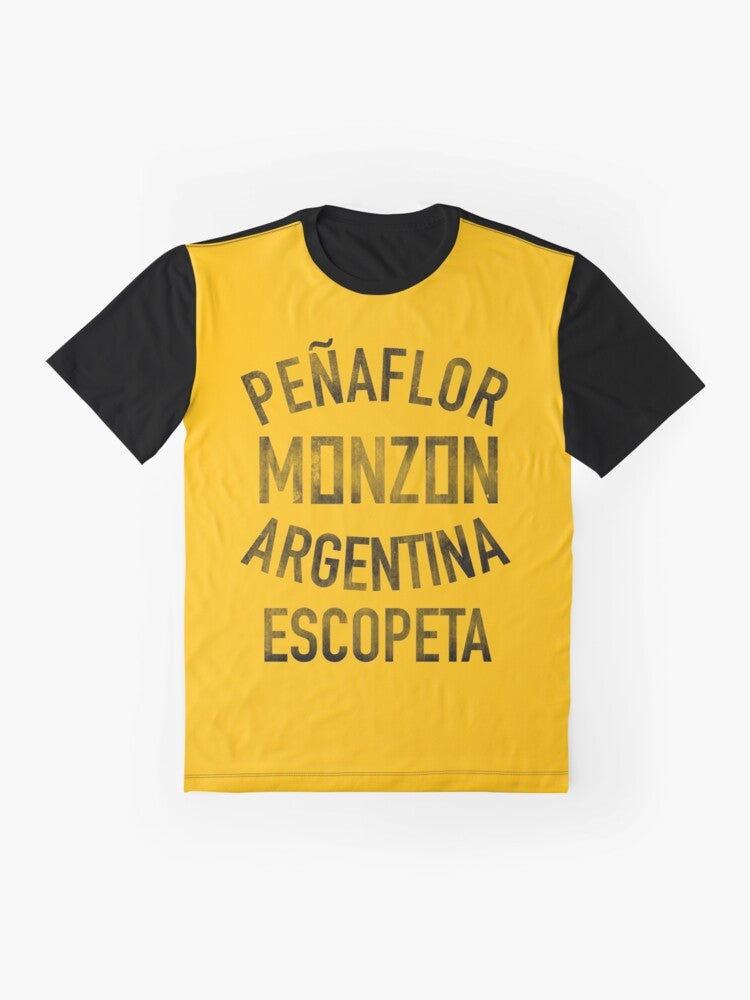 Vintage-style graphic t-shirt featuring the Argentine boxing legend Carlos Monzon in a minimalist design. - Flat lay