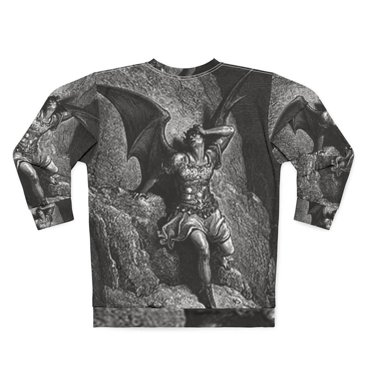 Vintage Gustave Dore Satan Profile Illustration Sweatshirt - Back