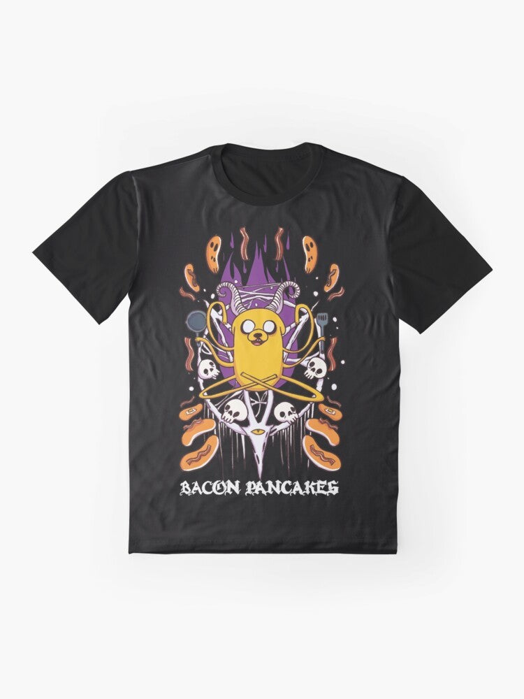 Bacon Pancakes Adventure Time Satanic Metal T-Shirt - Flat lay