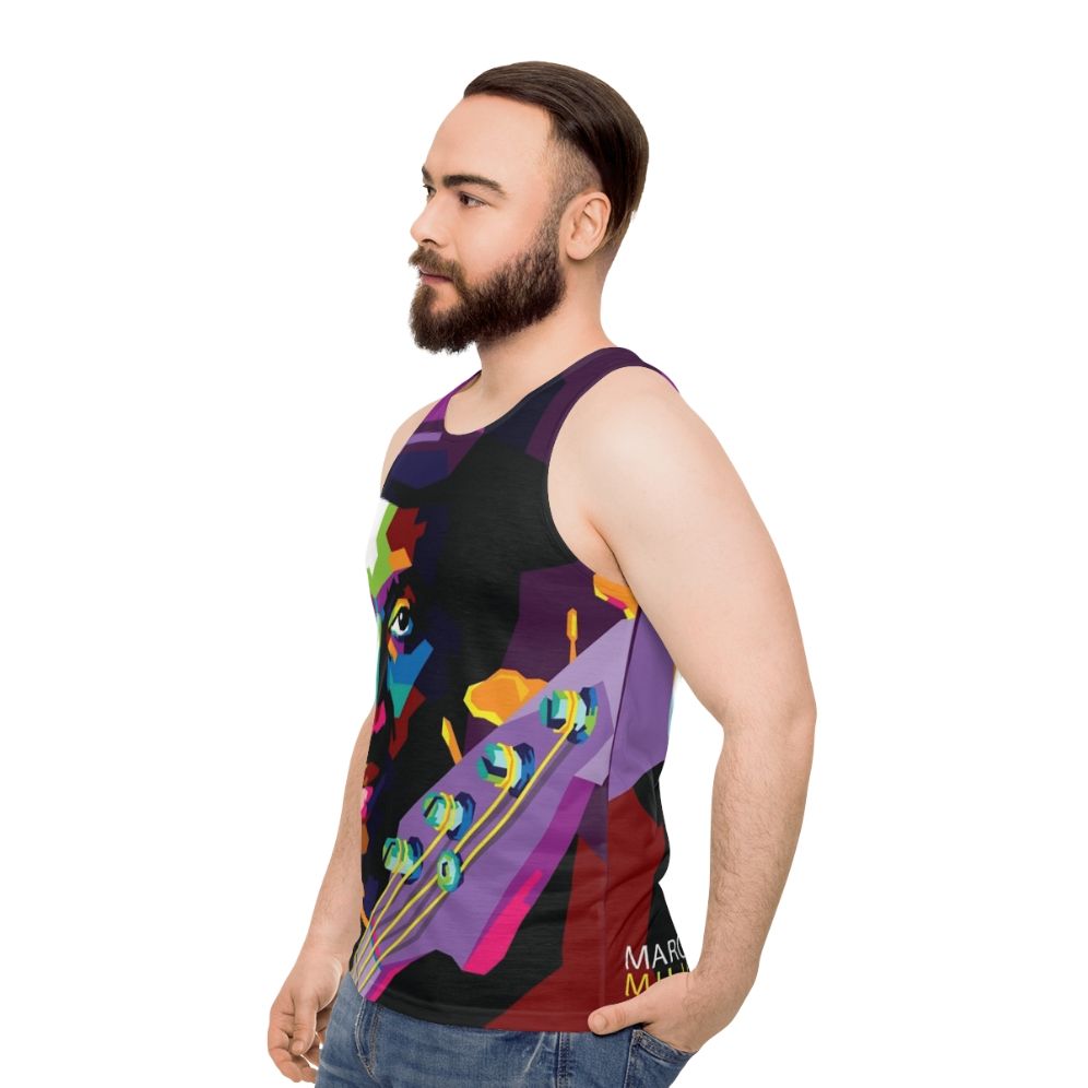 Marcus Miller pop art illustration unisex tank top - men side