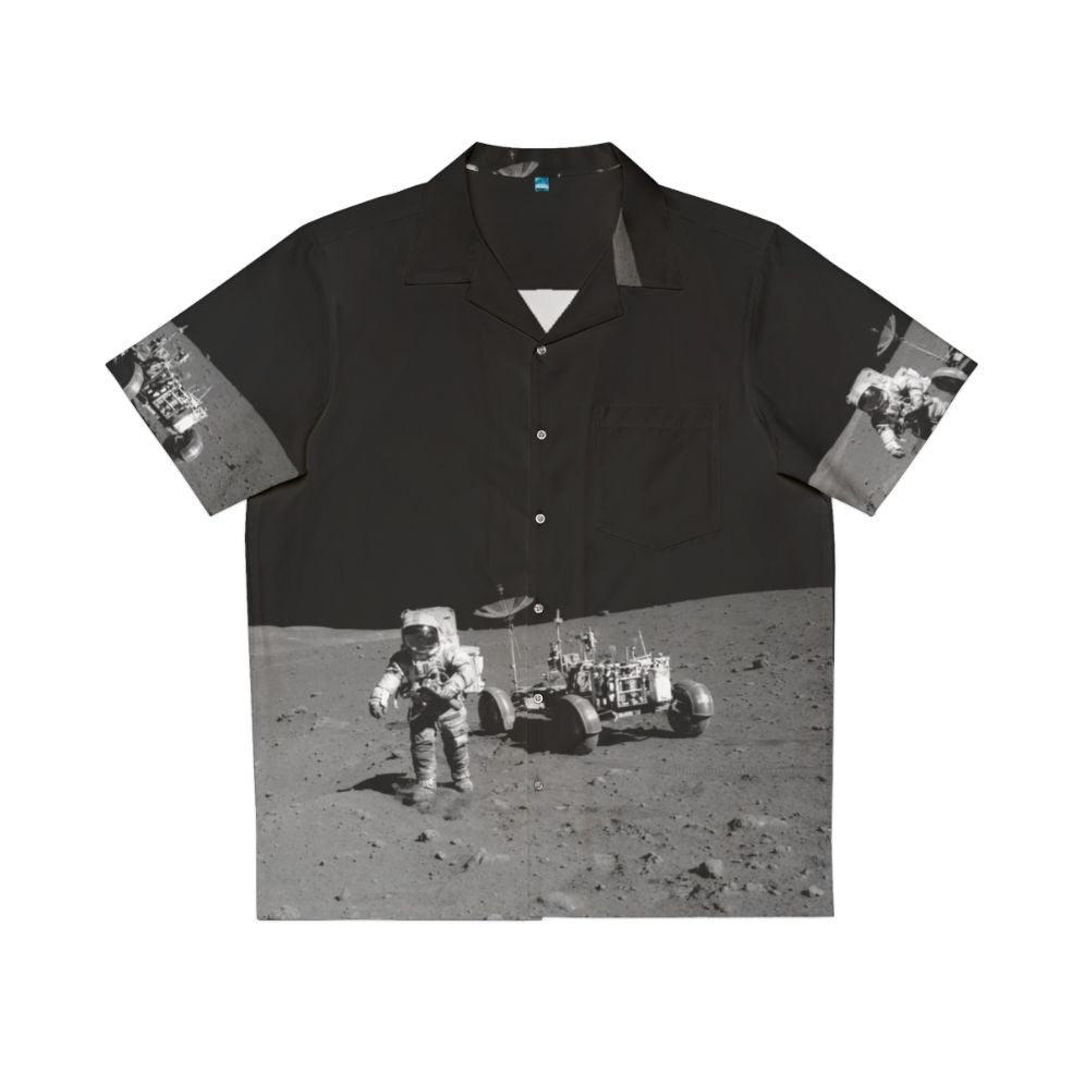 NASA Apollo 15 Hawaiian Shirt with Spaceship and Moon Graphics