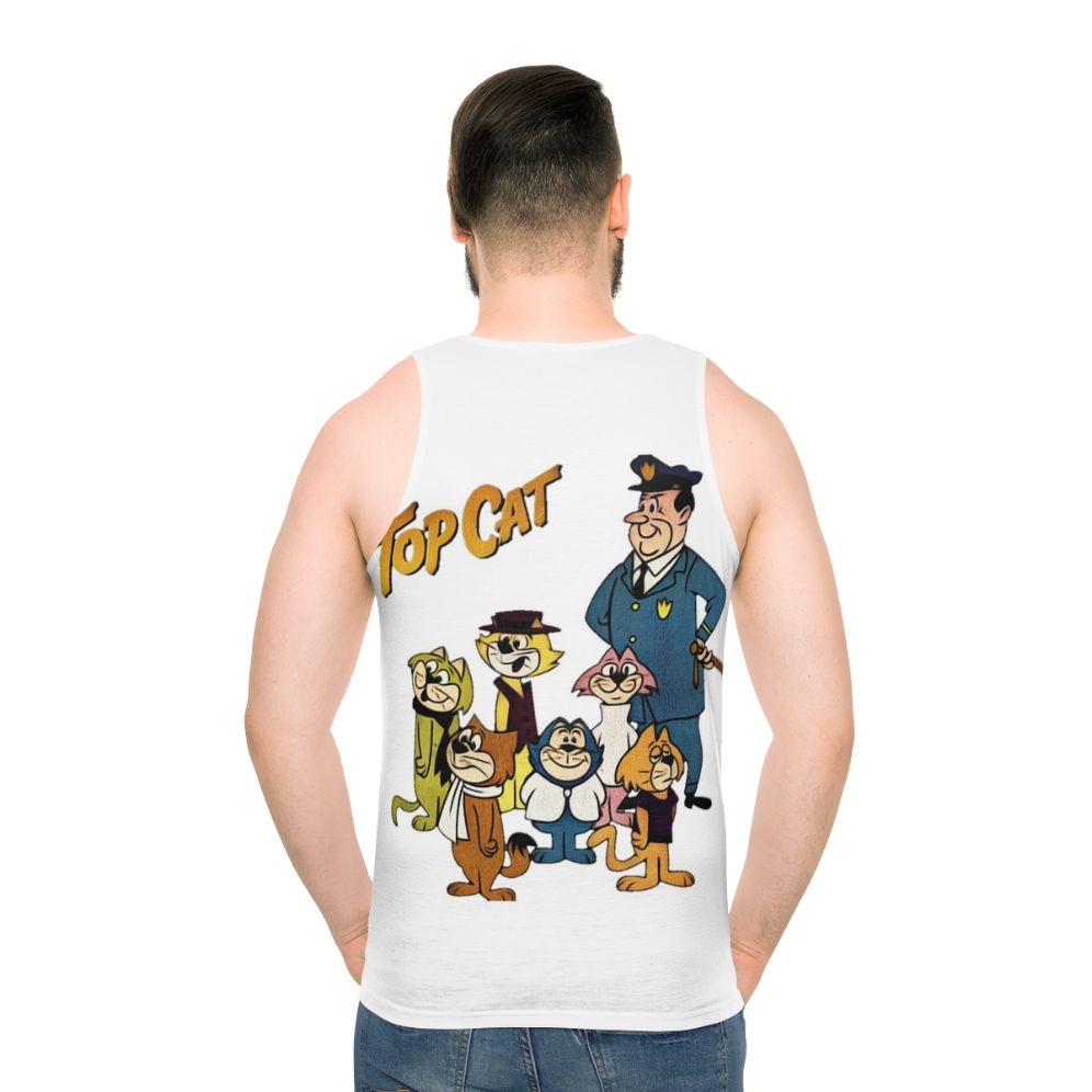 Vintage Retro Cartoon Cat Unisex Summer Tank Top - men back