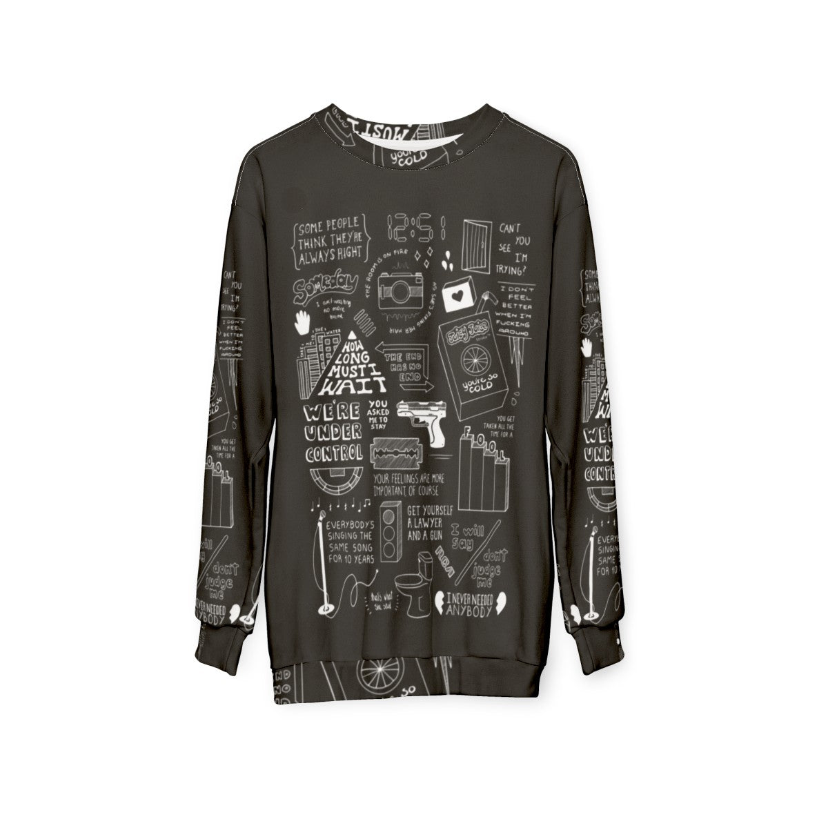 The Strokes Collage Black and White Sweatshirt - hanging