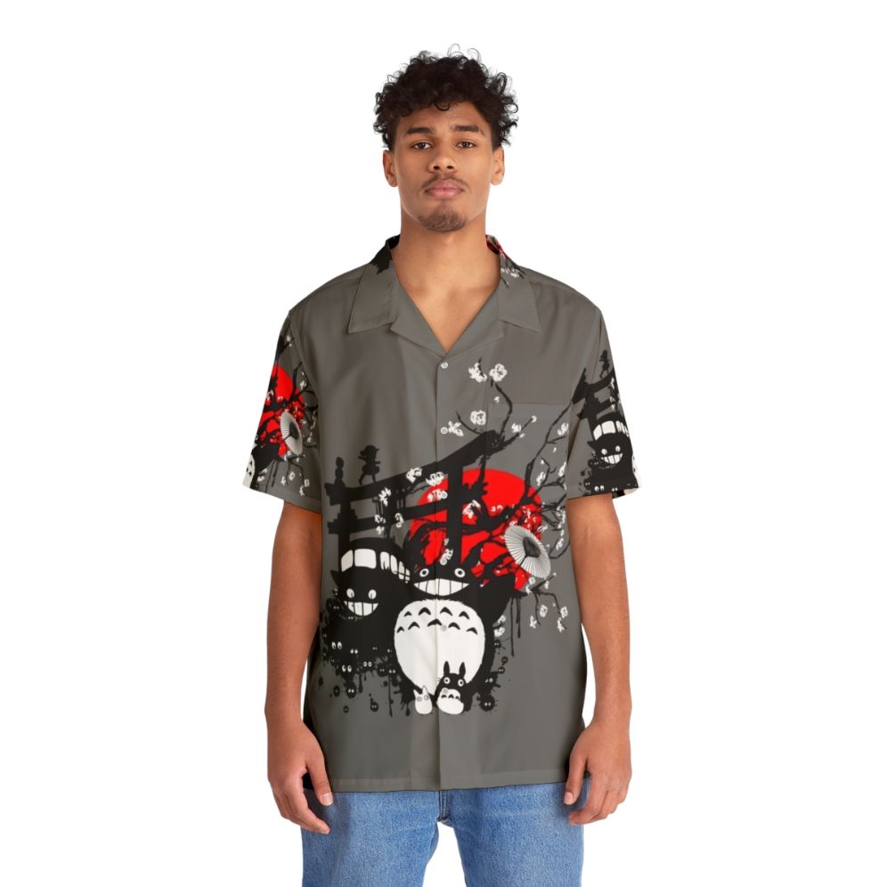 Vibrant Japanese-inspired Hawaiian shirt with anime and manga motifs - People Front