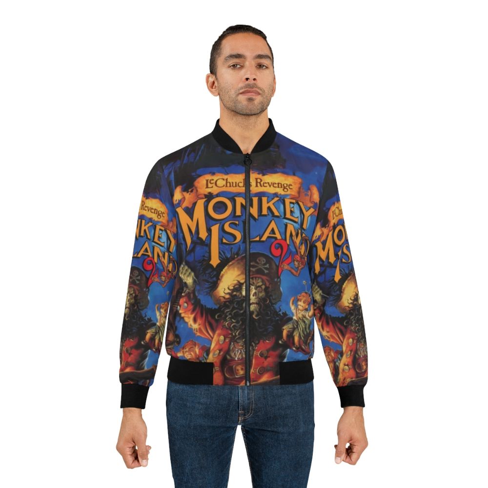 Monkey Island 2 LeChuck's Revenge Bomber Jacket featuring retro video game graphics - Lifestyle