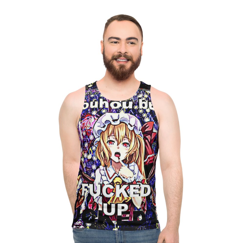 Touhou inspired unisex tank top with a funny, meme-like design - men