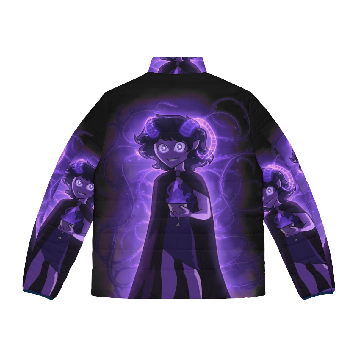 Evangelion x Dipset x Clique Puffer Jacket with anime and hip-hop graphics - Back