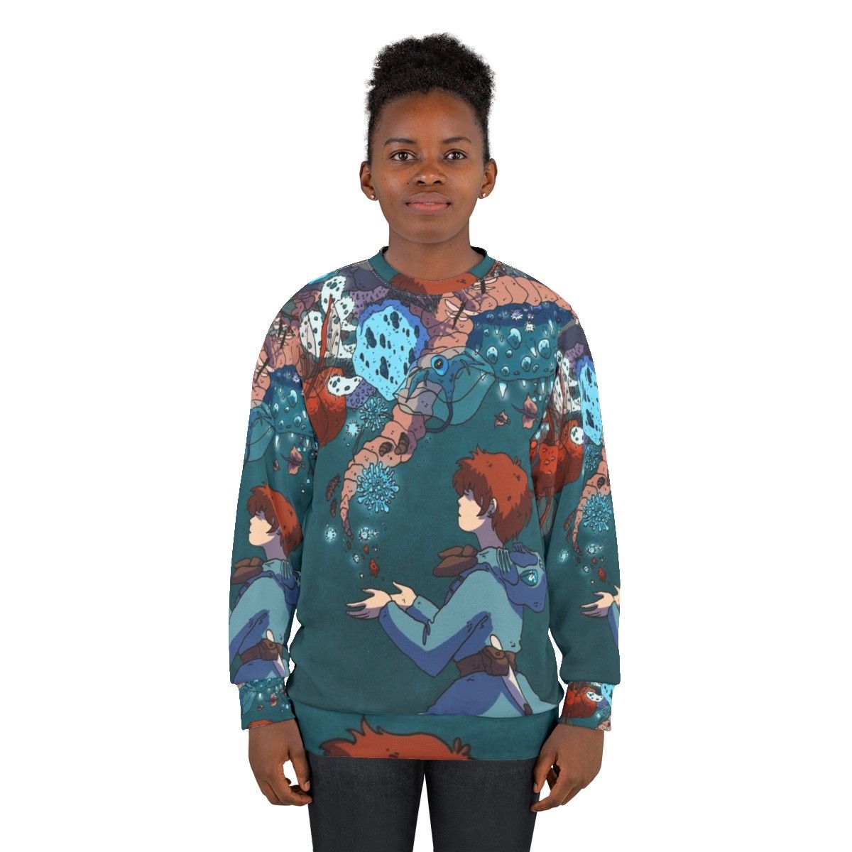 Nausicaa inspired sweatshirt with glowing insect pattern - women