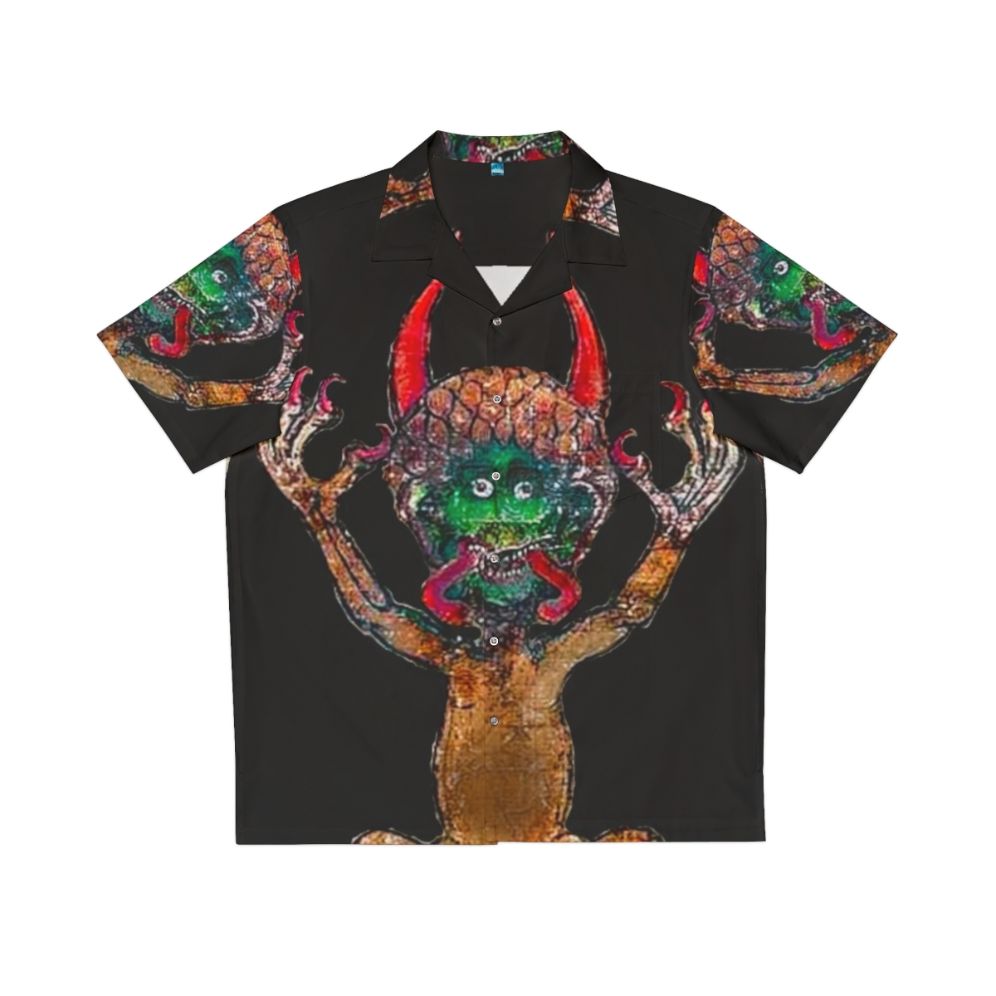 Enchanting medieval codex gigas devil themed Hawaiian shirt