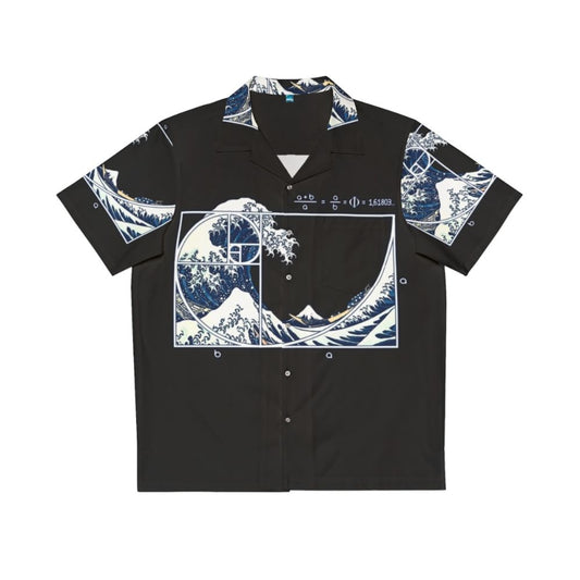 Fibonacci wave pattern Hawaiian shirt with geometric ocean design