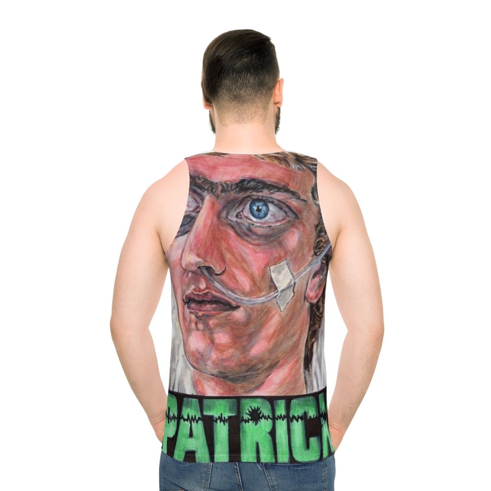 Unisex tank top featuring horror movie from 70s Australian cinema - men back