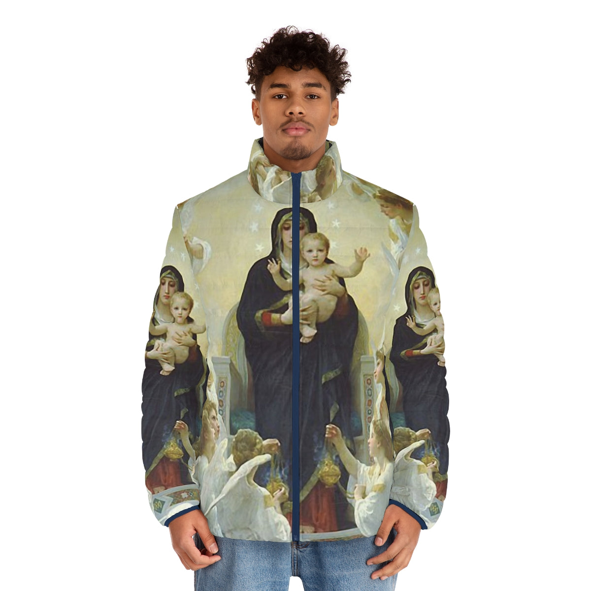 Our Lady Virgin Mary and Angels Puffer Jacket - men front