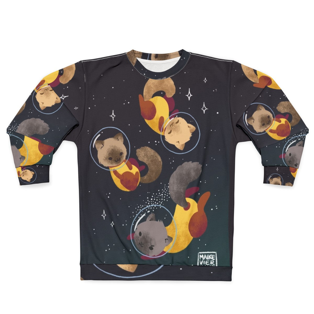 Space cats cosmic sweatshirt with galaxy print design