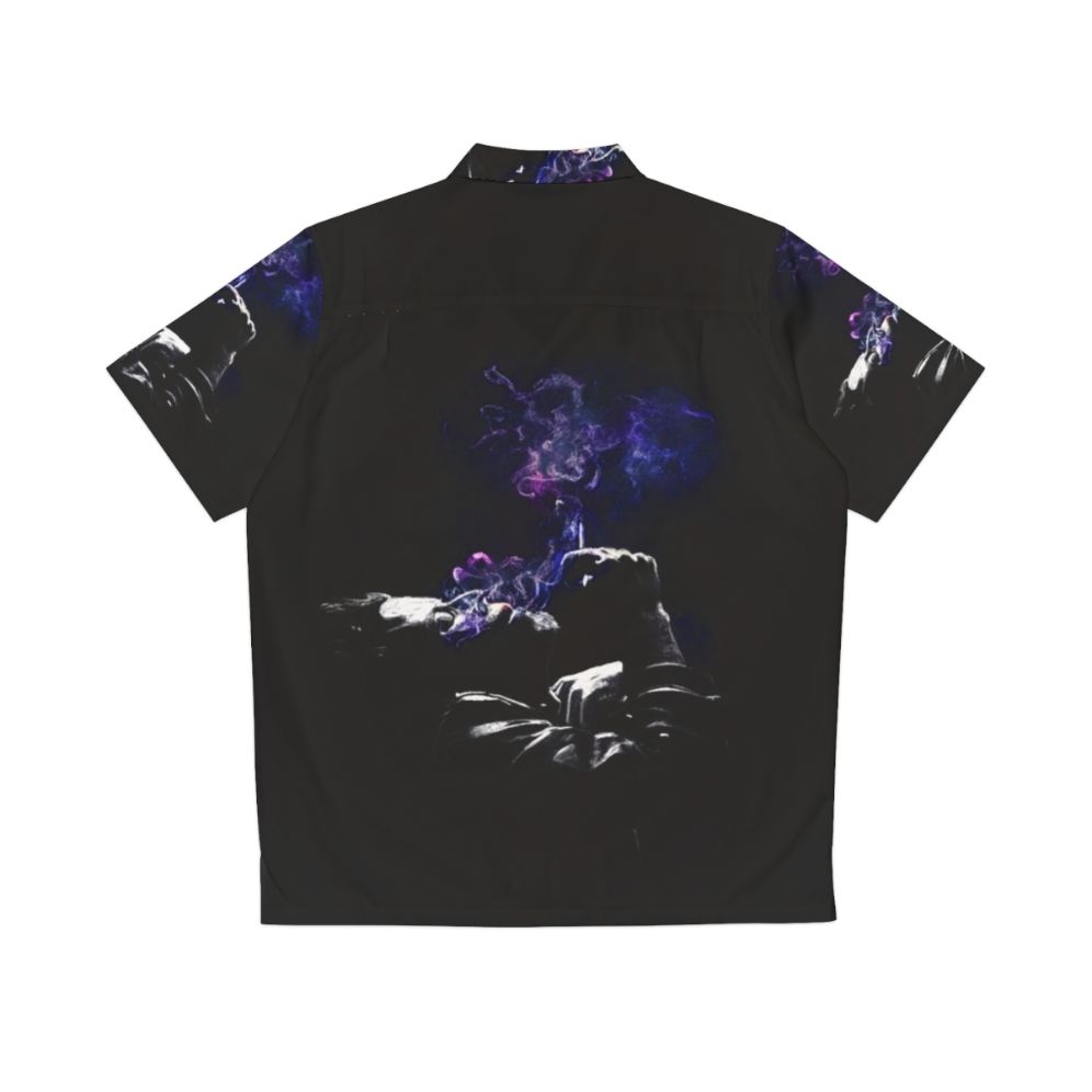 Photorealistic Tom Waits Smoking Nebula Hawaiian Shirt - Back