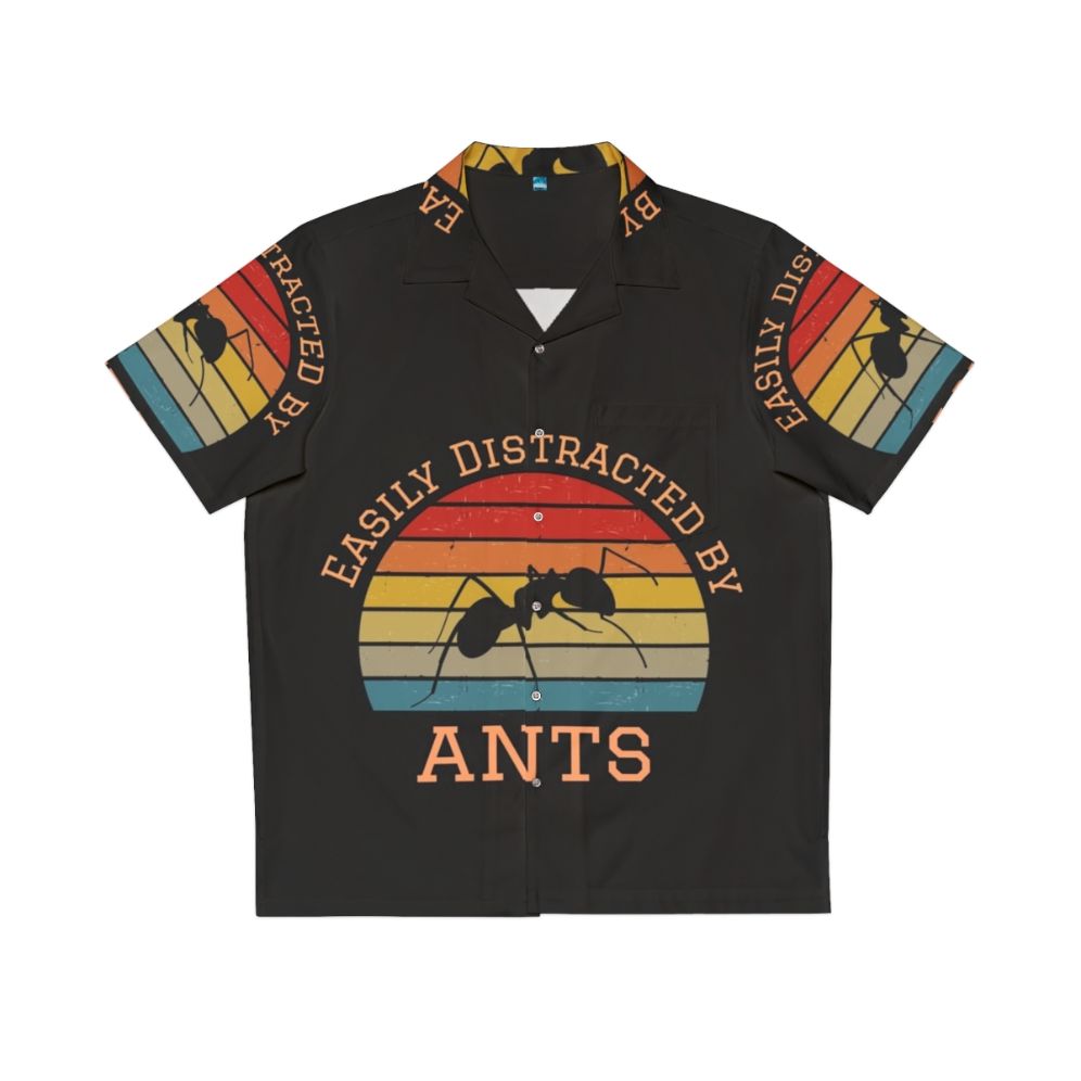 Easily Distracted By Ants Hawaiian Shirt featuring funny bug design for nature and insect lovers