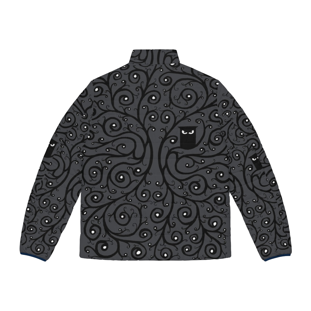 Elegant owl puffer jacket with a captivating nature-inspired pattern - Back