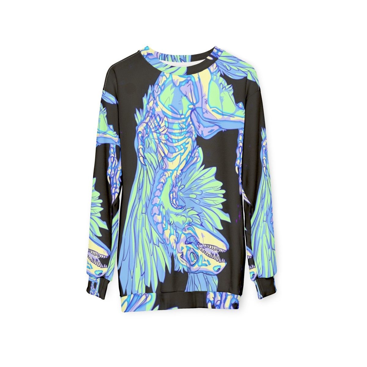 Glow-in-the-Dark Archaeopteryx Prehistoric Sweatshirt - hanging