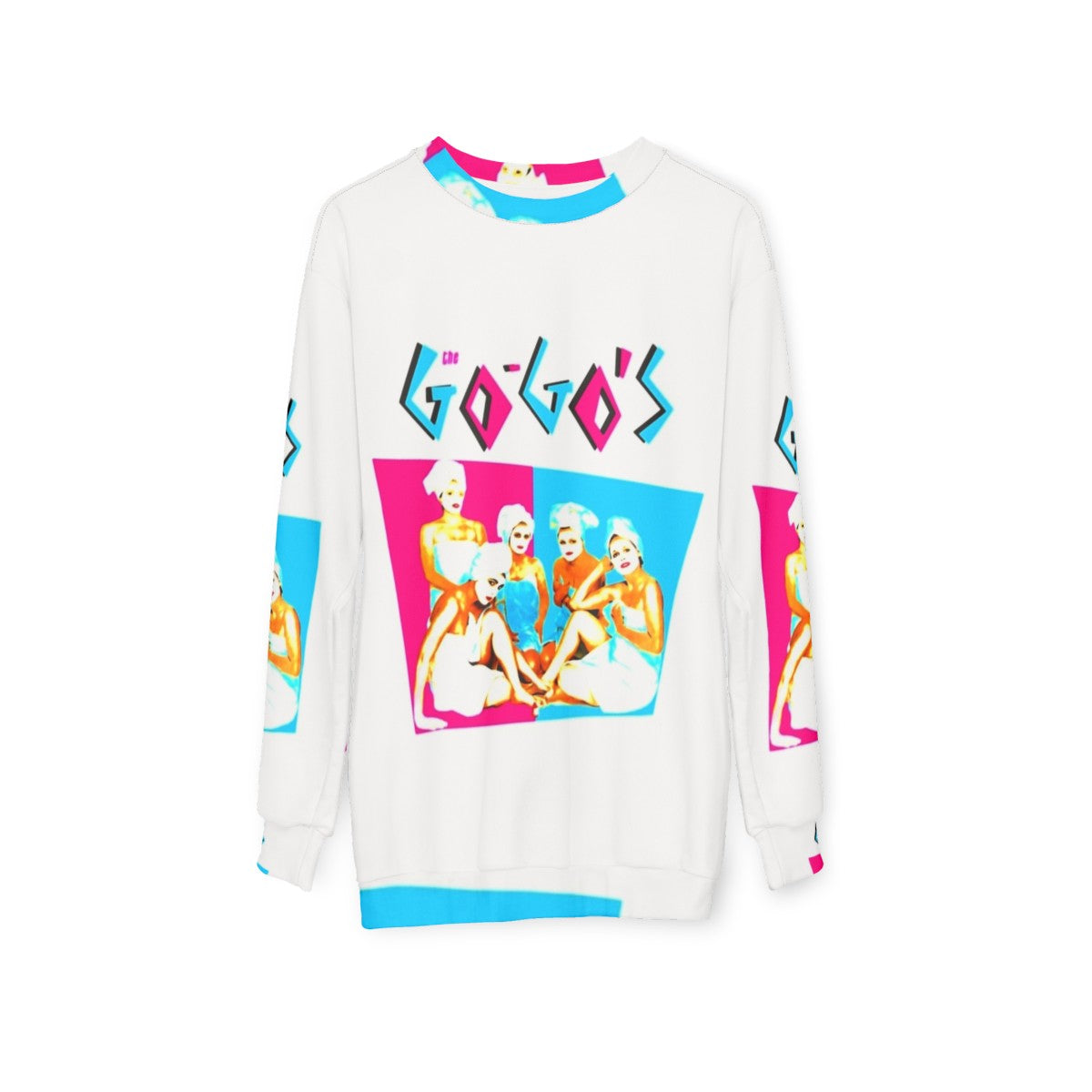 The Go-Go's Sweatshirt featuring the iconic 80s band logo - hanging