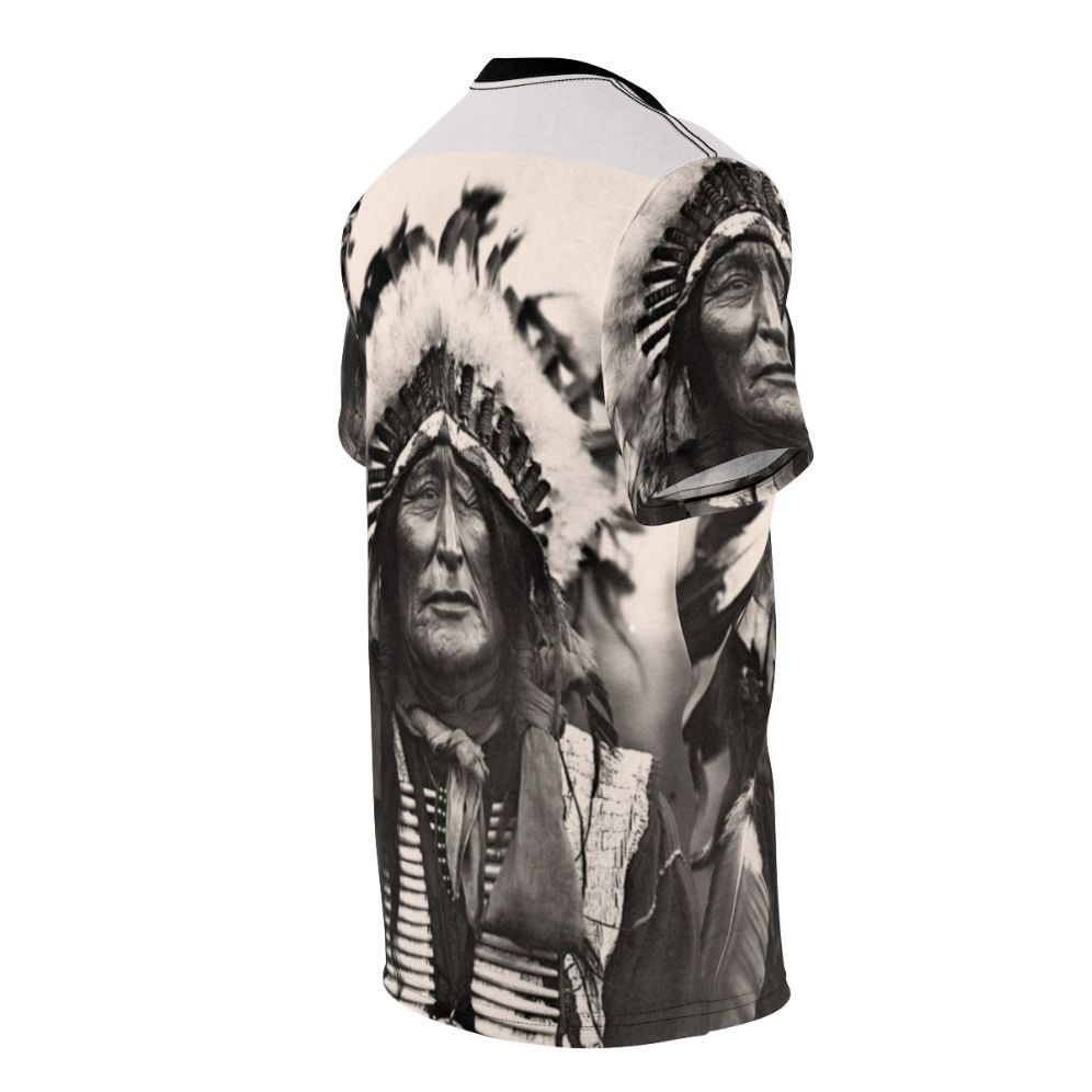 Comanche-inspired t-shirt with a striking native american pattern design - men right