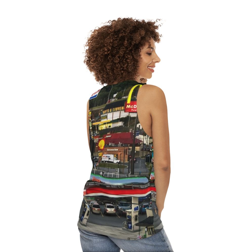 Vintage Truckstop in Breezewood, PA Unisex Tank Top - women back