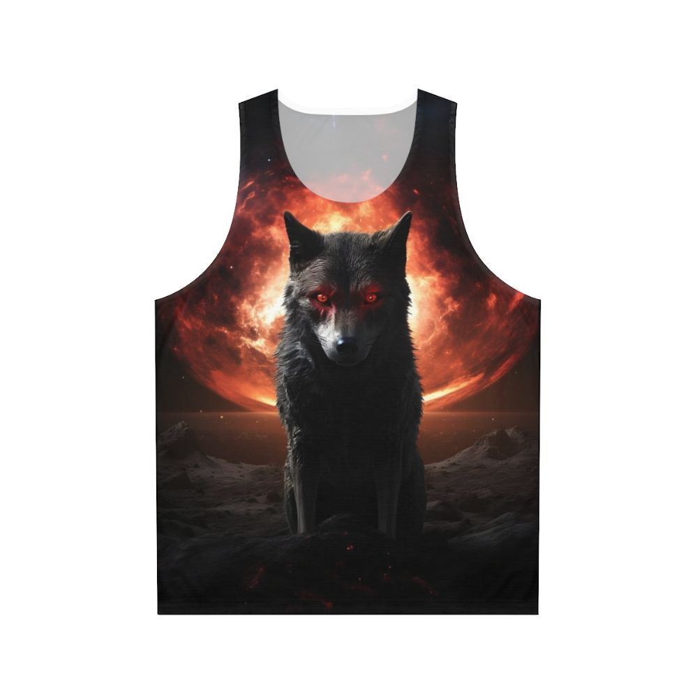 Satanic dog horror design unisex tank top