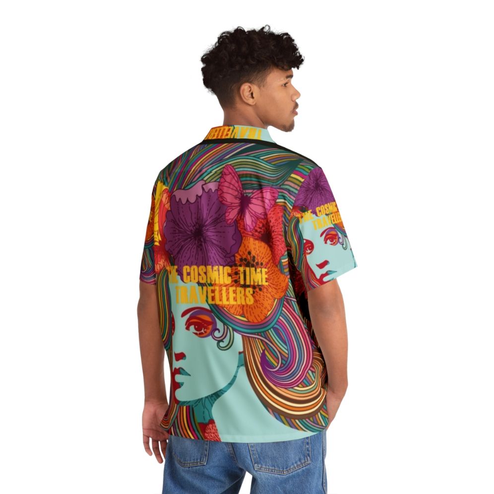 Cosmic Time Travellers Hawaiian Shirt featuring celestial patterns - People Back