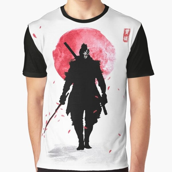 One Armed Wolf Graphic Videogame T-Shirt with Samurai, Katana, and Japanese Motifs